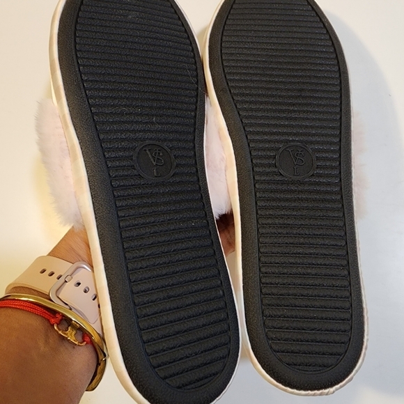 VICTORIA'S SECRET Pink stripes Satin Slippers Size L - Picture 9 of 11